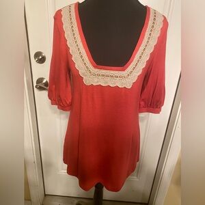 BCBGeneration Orange and Tan 3/4 Sleeve Tunic